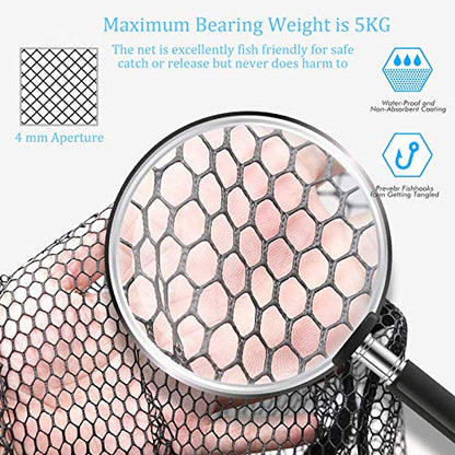 Fishing Landing Net with Stainless Steel Telescoping Pole 74.8" Long Handle,Rubber Coated Nylon Mesh,for Steelhead,Salmon,Kayak,Catfish,Bass,Trout,Shrimp,Crab,for Easy Catch & Release,74.8 inch - style: 61" Stainless Steel Handle-stronger