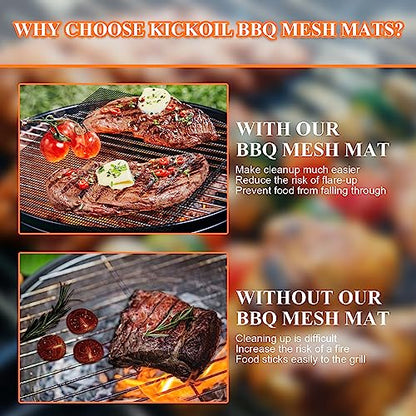 Grill Mesh Mat Set 5 Barbecue Grill Accessories Reusable Non-Stick Grill Mat for Vegetables Fish Grilling Mat Sheets for Outdoor Smoker Charcoal Gas Electric Grill BBQ Tools,XL 15.75 x 13 inch, Black