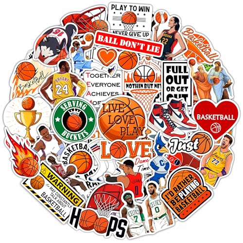 100Pcs Basketball Stickers for Water Bottle, Laptop - Basketball, Party Supplies & Decorations, Gifts for Men & Women - color: Basketball Stickers