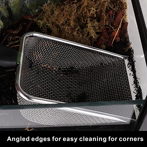 Aiicioo Reptile Stainless Steel Sand Scoop Metal Shovel Sifter Fine Mesh Terrarium Substrate Cleaner Corner Sifter Pooper Scooper Cat Scoop for Reptile Litter Box