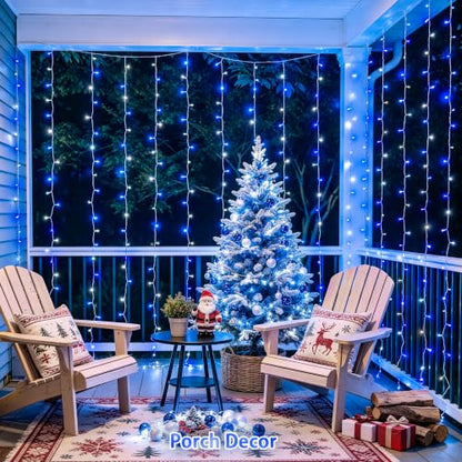 JMEXSUSS 200 LED USB Curtain Lights Blue and White - color: Blue and White, size: 200 LED