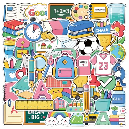 50Pcs School Start Season Stationery Stickers, Colourful-W6 - color: Colourful-w6