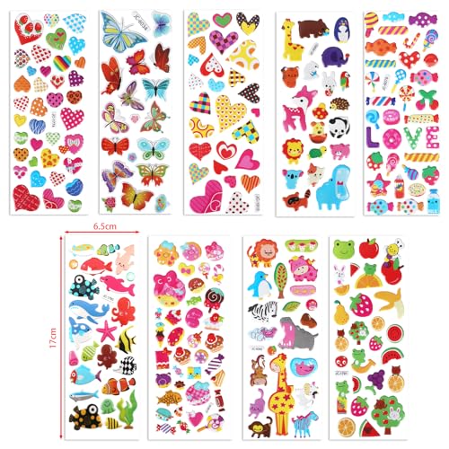 20 Sheets Puffy 3D Stickers for Kids & Toddlers, Variety Adhesive Sticker | Includes Animals Numbers Letters Fruits for Scrapbooking Journal Water Bottle DIY Craft (Girl Style) - style: Girl Style