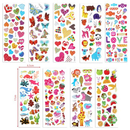 20 Sheets Puffy 3D Stickers for Kids & Toddlers, Variety Adhesive Sticker | Includes Animals Numbers Letters Fruits for Scrapbooking Journal Water Bottle DIY Craft (Girl Style) - style: Girl Style