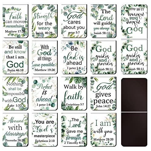 FairySandy 96 Pcs Christian Magnetic Bookmarks for Women Men Bible Verse Bookmarks Religious Scripture Inspirational Church Eucalyptus Motivational Prayer Page Clips for Kids Teacher Office Supplies