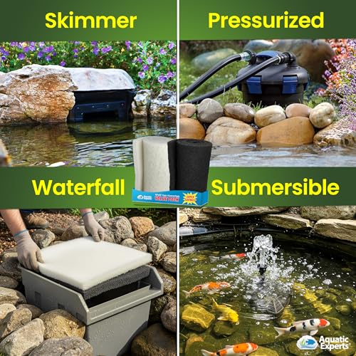 Aquatic Experts Classic Koi Pond Filter Pad Bundle – Fine & Coarse Bulk Roll Pond Filter Media, Ultra Durable Reusable Fish Pond Filter Material (Fine: 18" x 36", Coarse: 18" x 36") - size: 18” x 36”