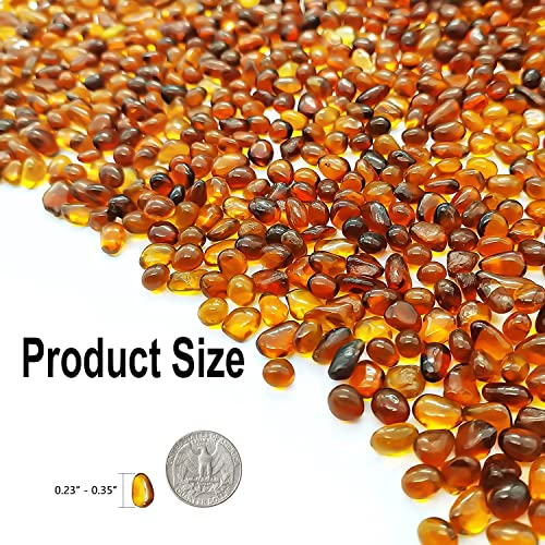 Keedolla 2 lbs/900g Aquarium Sea Glass Pebble Stones, 6-9mm Fish Tank Gravel Marble Rock for Aquarium, Fish Turtle Tank, Vase Fillers, Garden - Amber - color: Amber, size: 2 Pound