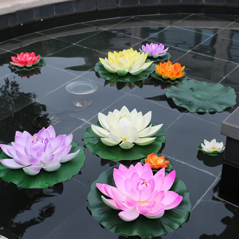 DOITOOL Lily Pads for Ponds Artificial Floating Foam Lotus Leaves, 3PCS Realistic Lily Pads Leaves Artificial Water Ornaments for Pond Pool Aquarium Water Decoration (40X40CM)