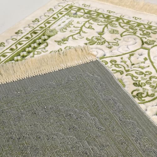 Velvet Muslim Prayer Rug Set with 99 Beads - Green - color: Green