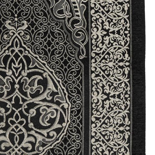 Modefa Islamic Gifts Prayer Mat | Thin Woven Praying Mat Muslim Prayer Rug | Muslim Gifts for Men Ramadan Gifts with Tesbih Prayer Beads | Ottoman Rug with Cylinder Gift Box Set (Black with Box) - color: Black #2