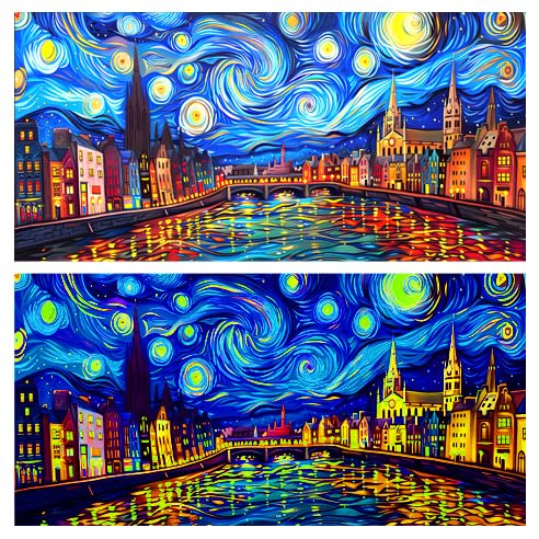 72X16IN Blacklight Vincent Van Gogh Black Light Aquarium Background, UV Fish Tank Background Art Oil Painting Terrarium Background with 10 EVA Double-Sided Tape - size: 72X16in/180X40cm