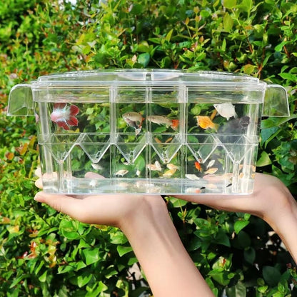 Multifunctional Fish Breeding Box 4 Rooms Aquarium Breeder Box with Suction Cups Fish Baby Hatchery Acrylic Incubator Isolation Boxes for Guppy Baby Hatchery Injured Pregnant Fishes