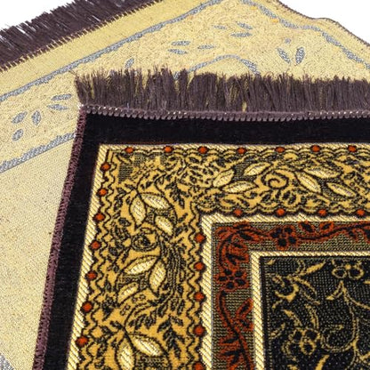 Muslim Prayer Rug, Soft Plush Thin Islamic Prayer Mat, Janamaz, Sajada, Praying Carpet, Islamic Gift, Foldable Portable Turkish Prayer Mat for Men&Women, Lightweight Travel Prayer Rug, 26"x43" - color: Jeddah / Browncacao