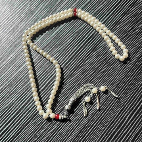 6mm Muslims Prayer Bead 99 Natural Pearl Tasbih Rosary Beads Praying Pendant with Tassels Religion