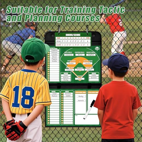Magnetic Baseball Coach Clipboard, Dry Erase Coach Lineup Board, Premium Tactical Baseball Coaching Board with 40 Lineup Cards and Marker, Dugout Display Softball Coaching Accessories - color: C-foldable