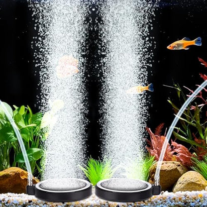 hygger Air Stone for Aquarium: Quiet High Dissolved Oxygen Diffuser Kit for Freshwater or Saltwater Fish Tank and Hydroponic Air Pump-Disc 2 x 2 Inch Air Bubble Stone 2 Packs Without air Pump - size: 5CM-2Packs