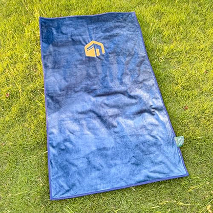 Muslim Travel Prayer Rug, German Velvet Hand-Embroidered Kaaba Mosque, Portable Foldable Islamic Prayer Mat for Travel (Blue) - color: Blue