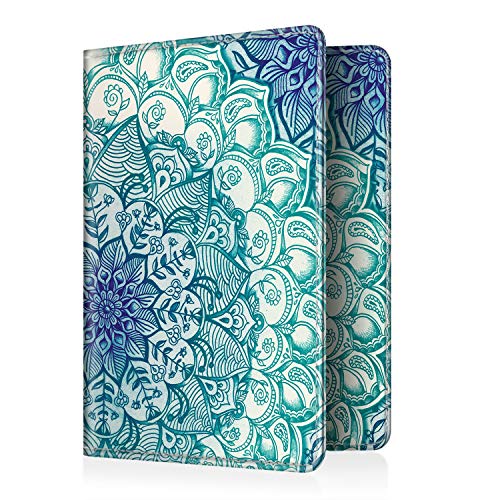 FINTIE Passport Holder, Slim Travel Wallet RFID Blocking Card Case Cover - color: emerald illusions
