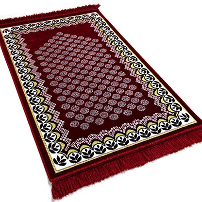 Modefa Turkish Islamic Prayer Rug - Thin & Lightweight Velvet Praying Carpet - Soft Muslim Praying Mat Janamaz - Ramadan or Eid Gift for Men & Women - with Car Hanger - Vined Arch (Daisy Red) - color: Daisy Red