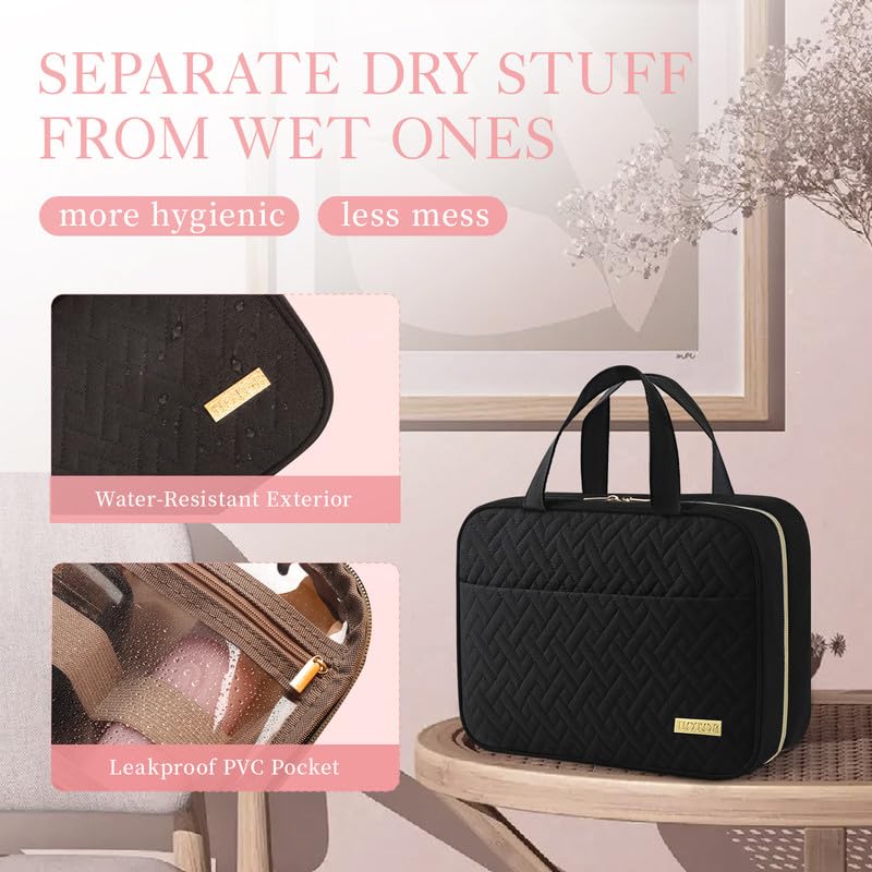 HOTOR Hanging Travel Toiletry Bag Women Men Essentials Black - color: Black, size: Large