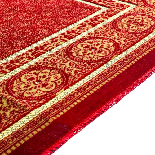 Muslim Prayer Rug, Soft Plush Thin Islamic Prayer Mat, Janamaz, Sajada, Praying Carpet, Islamic Gift for Men & Women, Islamic Mat, Bordeaux, Eid & Ramadan Gift with Prayer Beads, 26x43 inch - color: Bordeaux-pilgrim