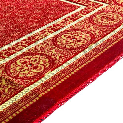Muslim Prayer Rug, Soft Plush Thin Islamic Prayer Mat, Janamaz, Sajada, Praying Carpet, Islamic Gift for Men & Women, Islamic Mat, Bordeaux, Eid & Ramadan Gift with Prayer Beads, 26x43 inch - color: Bordeaux-pilgrim