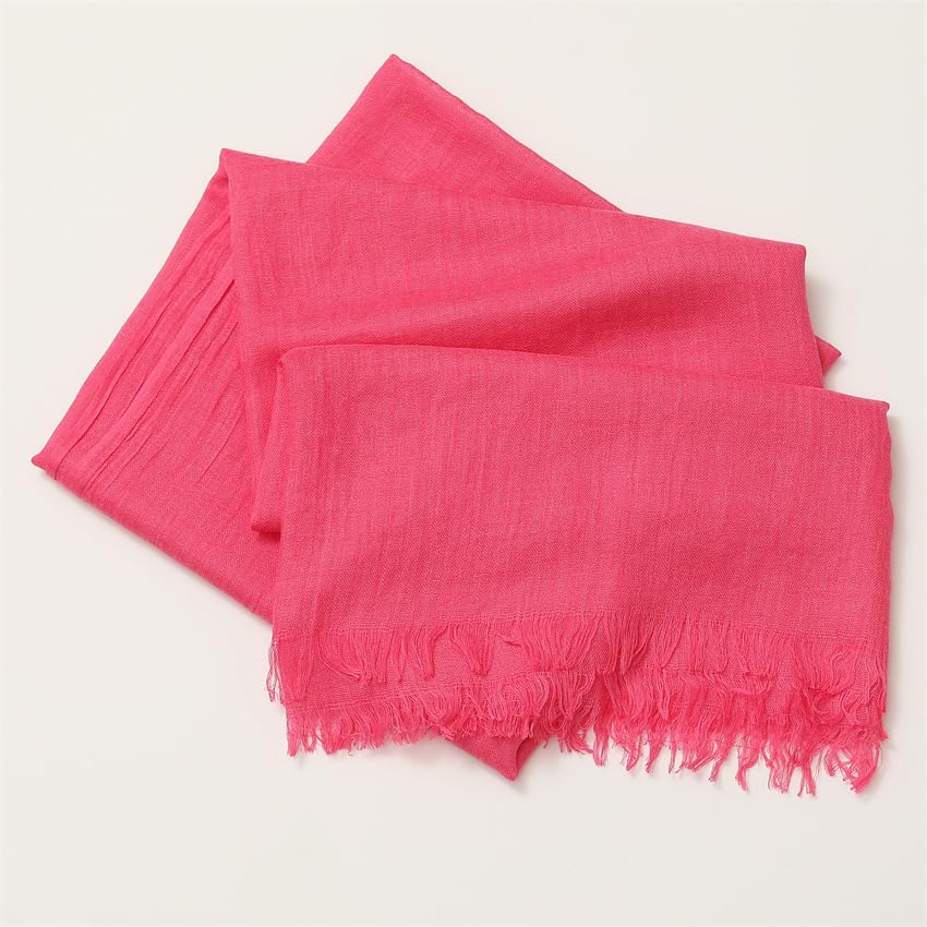 Solid color cotton and linen scarf, wrinkled all season versatile long sunscreen fashionable shawl - color: Deep Plum Red