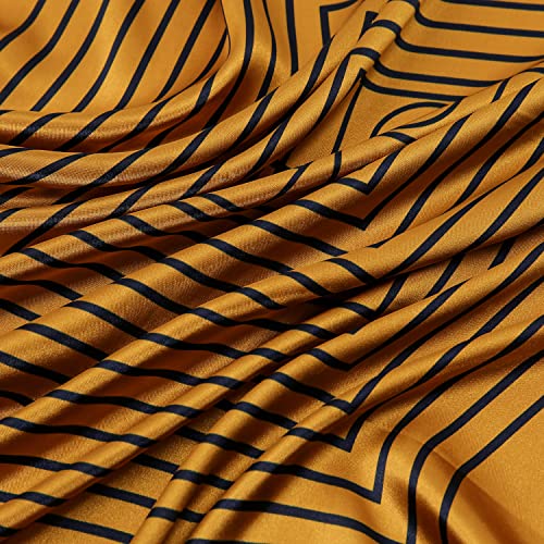 RIIQIICHY Head Scarf for Women Like Silk Satin Scarf for Hair Wrapping at Night Bandana Square Scarf for Sleeping 35 Inch - color: Gold/Black