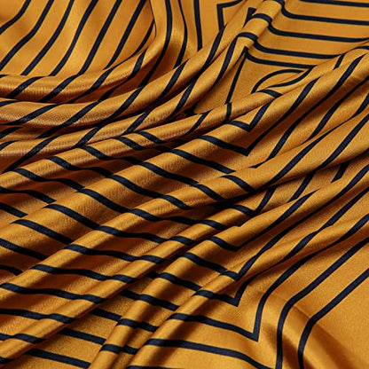 RIIQIICHY Head Scarf for Women Like Silk Satin Scarf for Hair Wrapping at Night Bandana Square Scarf for Sleeping 35 Inch - color: Gold/Black