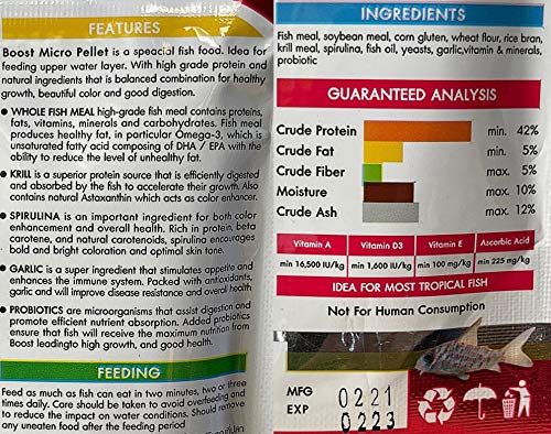 A.D.P. Fish Booster Pink Tropical Fish Food Micro Floating Pellet, Grow Faster & Color Enhancing High Protein 42% for Goldfish & All Aquarium Small Fish 60 g Newborn Fry Fish Feed Breeding Fish Care