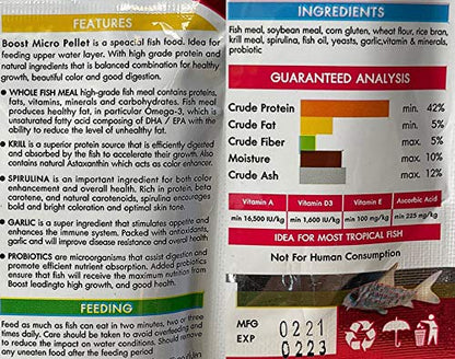 A.D.P. Fish Booster Pink Tropical Fish Food Micro Floating Pellet, Grow Faster & Color Enhancing High Protein 42% for Goldfish & All Aquarium Small Fish 60 g Newborn Fry Fish Feed Breeding Fish Care