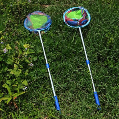 Fishing Net 2 Pack Retractable Lightweight Landing Net with Aluminum Rod Handle Fishing Nets for Youth Catch and Release Butterfly Nets - style: Blue+blue