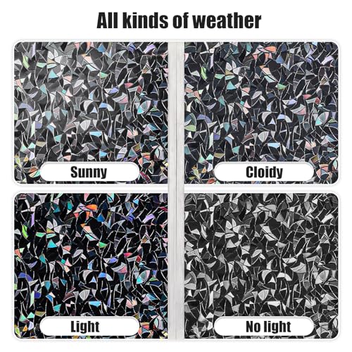 QHY Sunshine Total Blackout Window Film Privacy， Frosted Glass Window Film，Black Window Tint， No Glue， Detachable, no Marks, Suitable for Repeated use (Black Rainbow, 23.6 in X 157.4 in) - color: Black Rainbow, size: 23.6 in X 157.4 in