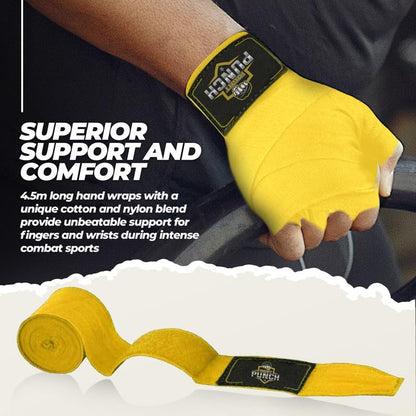 ProShield Boxing Wraps| 180-Inch Bandages| Boxing Hand Wraps Protection for Muay Thai MMA and Kickboxing - color: Yellow, size: 157"