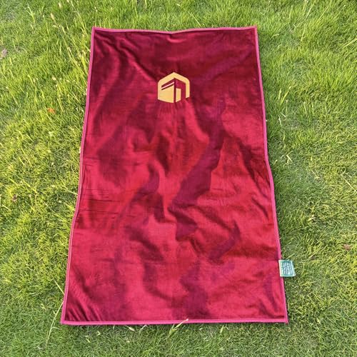 Muslim Travel Prayer Rug, German Velvet Hand-Embroidered Kaaba Mosque, Portable Foldable Islamic Prayer Mat for Travel (Red) - color: Red