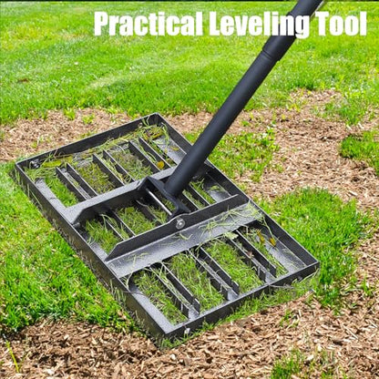 Lawn Leveling rake 17"x9.4" Levelawn Tool with 70.5" Adjustable Long Handle Heavy Duty Landscape Leveling Rake Lawn Leveler Yard Tool for Backyard, Golf Course, Garden, Pasture, Farm