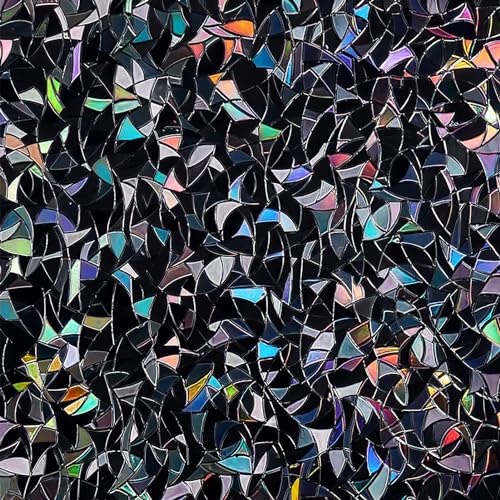 QHY Sunshine Total Blackout Window Film Privacy， Frosted Glass Window Film，Black Window Tint， No Glue， Detachable, no Marks, Suitable for Repeated use (Black Rainbow, 23.6 in X 157.4 in) - color: Black Rainbow, size: 23.6 in X 157.4 in