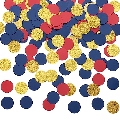 Gold Blue and Red Confetti Table Decoration for 4th July Graduation Birthday Theme Party,1.2 inch in Diameter,200 Counts - color: Gold,royal Blue,red