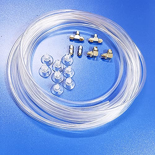 Aquarium Proof CO2 Tubing(Transparent) Improving Kit (30 Ft CO2 Tubing/w Metal Fitting & Suction Cups)