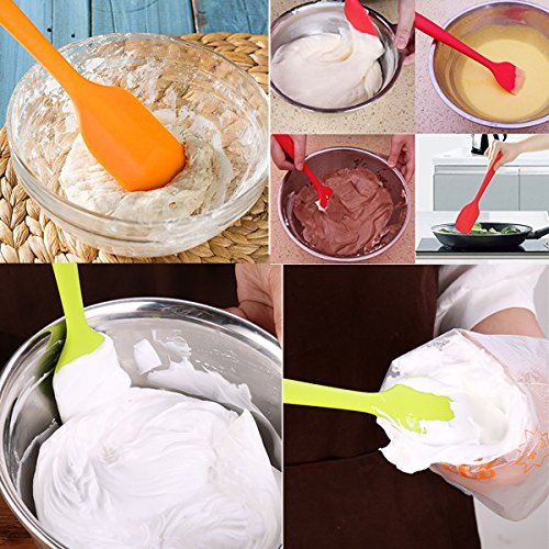 Silicone Spatulas, 11 inch Rubber Spatula Heat Resistant Non-Stick Flexible Scraper With Solid Stainless Steel Core for Cooking, 4 Pack - size: 11 inch