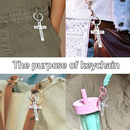 Catholic Bible Quote Keychain Christian Bag Charm for Women Mom Aunt Birthday Christmas Religious Gifts for Nana Grandma Jesus Cross Keychain God Is within Her She Will Not Fall Keychain Gift