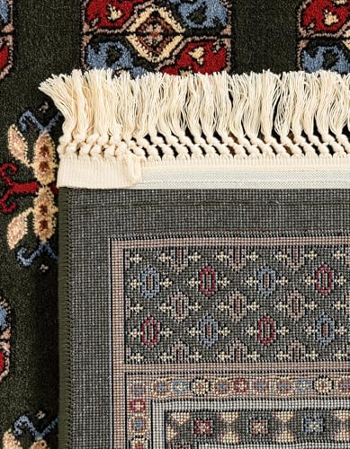 Rugs.com Bokhara Collection Rug – 2x3 Dark Green Medium-Pile Rug Perfect for Entryways, Kitchens, Breakfast Nooks, Accent Pieces - color: Dark Green, size: 2' x 3'