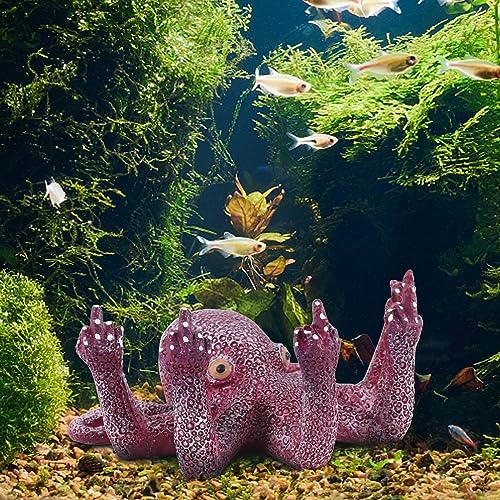 Octopus Aquarium Ornaments Decoration, Purple Artificial Sea Life, Glowing Fingers Enhance Visual Appeal, Suitable for Various Fish Tanks - color: Purple -Octopusaquariumornament