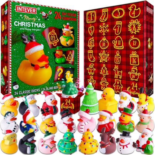 Intever Advent Calendar Christmas 2026, 24 Days of Surprise Rubber Ducks - color: Christmas