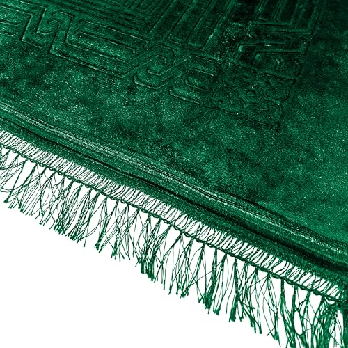 Empire Home Islamic Prayer Rug Oversized Soft Thick Plush Musalla Mat - for Men Women Childred - سجادة صلاة (Hunter Green) - color: Hunter Green