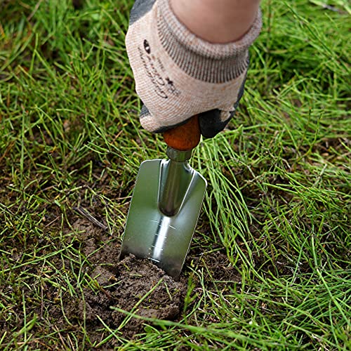Japanese Garden Trowel Heavy Duty Japanese Steel with Wood Handle, Garden Transplanter Tool for Digging, Scooping, Transplanting, Made in Japan, Small Silver - color: Brown Trowel Small