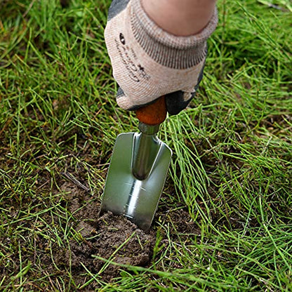 Japanese Garden Trowel Heavy Duty Japanese Steel with Wood Handle, Garden Transplanter Tool for Digging, Scooping, Transplanting, Made in Japan, Small Silver - color: Brown Trowel Small