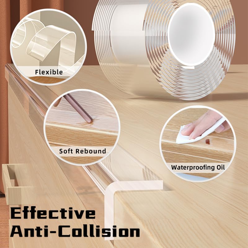 1.57 in x 9.84 FT,Clear Edge Protector Strip Sharp Edge Wrap Cover Tape,Self Adhesive Protective Bumper Guards for Cabinet Door Desk Glass Table Bed Furniture, Kitchen Countertop, Waterproof - size: 1.57in x 9.84FT