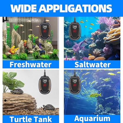 FREESEA Aquarium Fish Tank Heater: 100W Small Submersible Turtle Heater with Adjustable Temperature External Controller for Betta | Saltwater | Freshwater | 10-20 Gallon