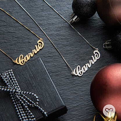 Personalized Japanese, Arabic, Hebrew, Greek, Chinese, Cyrillic, Hindi Name Necklace for Woman, Her, Men, Him - Custom Made with Any Name - Unisex Jewelry Gift for Mother's Day, Father's Day, Birthday - color: 925 Sterling Silver, style: Latin